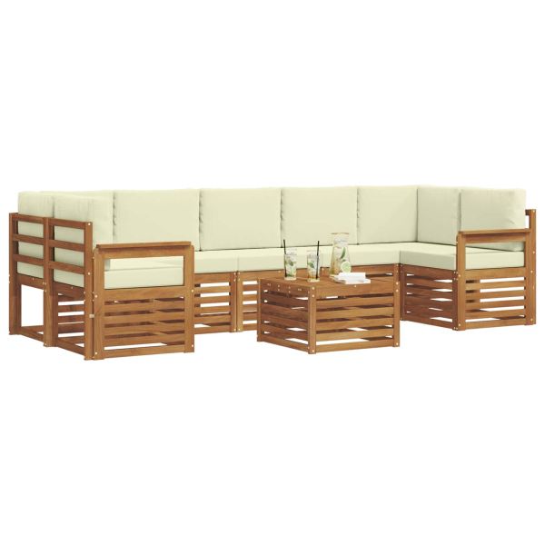 Комплект дивани за открито 8 pcs Натурален и Крема