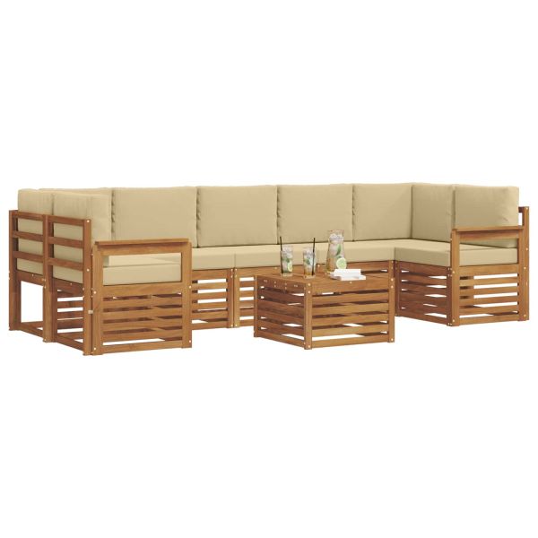 Комплект дивани за открито 8 pcs Натурален и Бежов