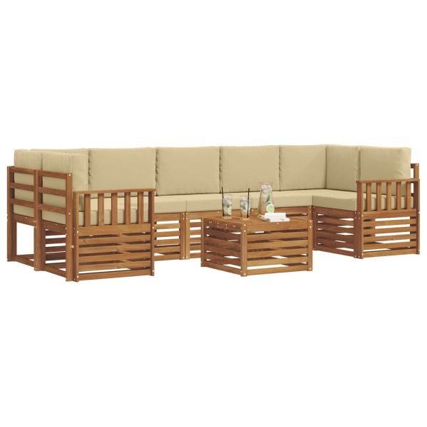 Комплект дивани за открито 8 pcs Натурален и Бежов