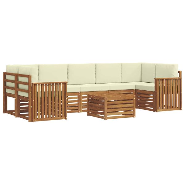 Комплект дивани за открито 8 pcs Натурален и Крема