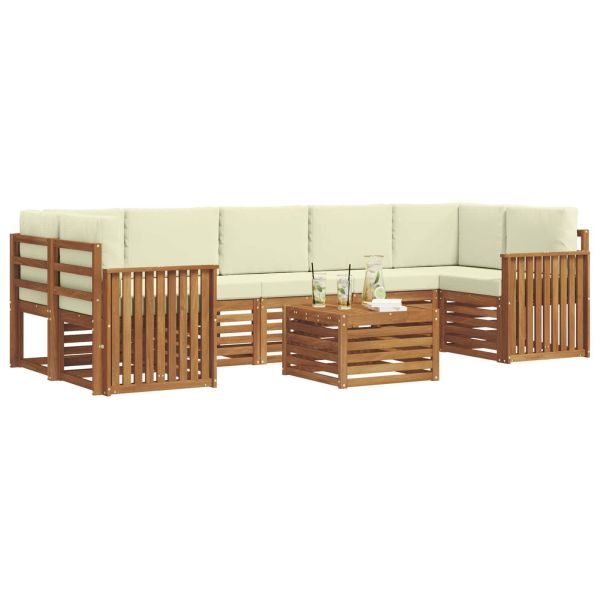 Комплект дивани за открито 8 pcs Натурален и Крема