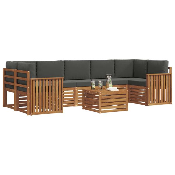 Комплект дивани за открито 8 pcs Натурален и Антрацит
