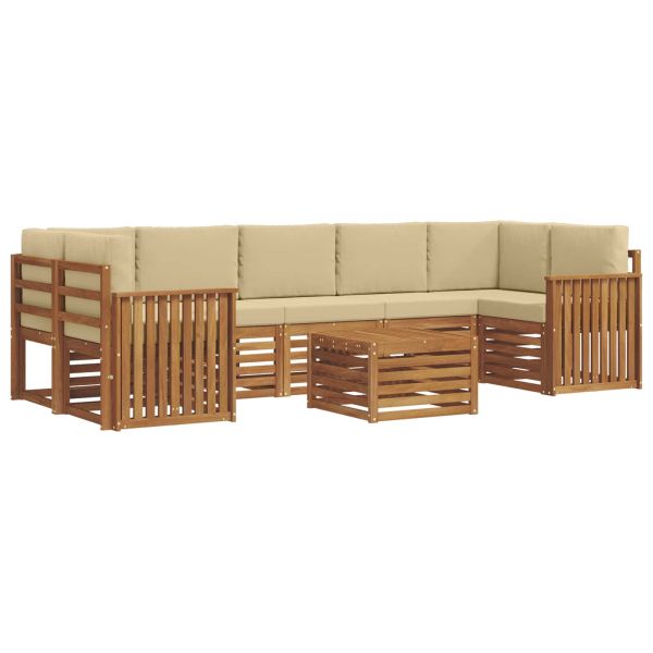 Комплект дивани за открито 8 pcs Натурален и Бежов