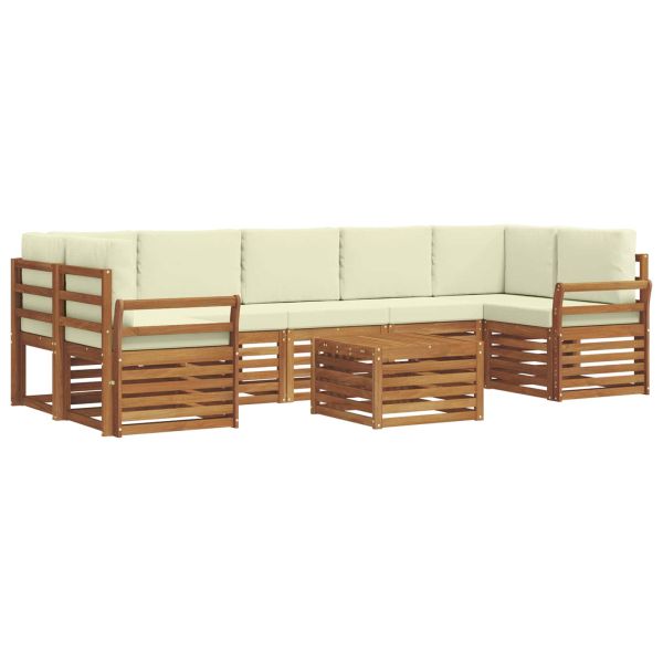 Комплект дивани за открито 8 pcs Натурален и Крема