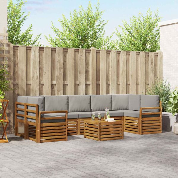 Комплект дивани за открито 8 pcs Естествено и светло сиво