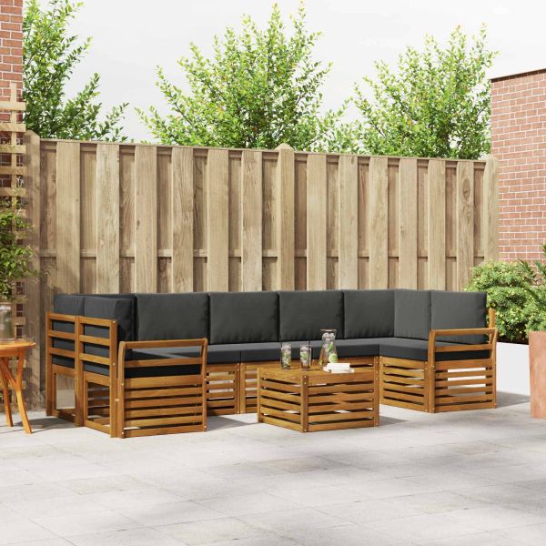 Комплект дивани за открито 8 pcs Натурален и Антрацит