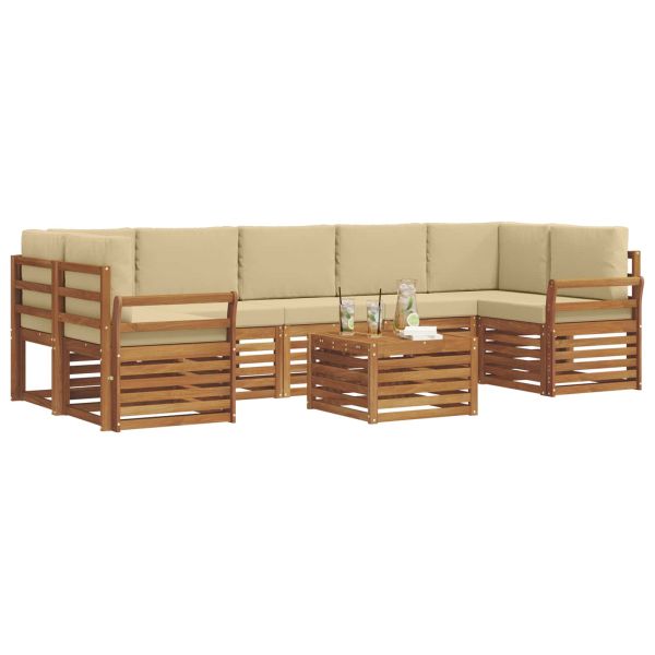 Комплект дивани за открито 8 pcs Натурален и Бежов