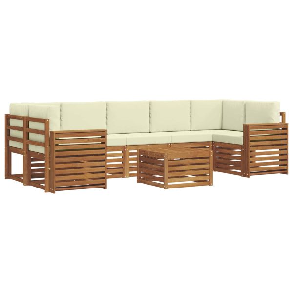 Комплект дивани за открито 8 pcs Натурален и Крема