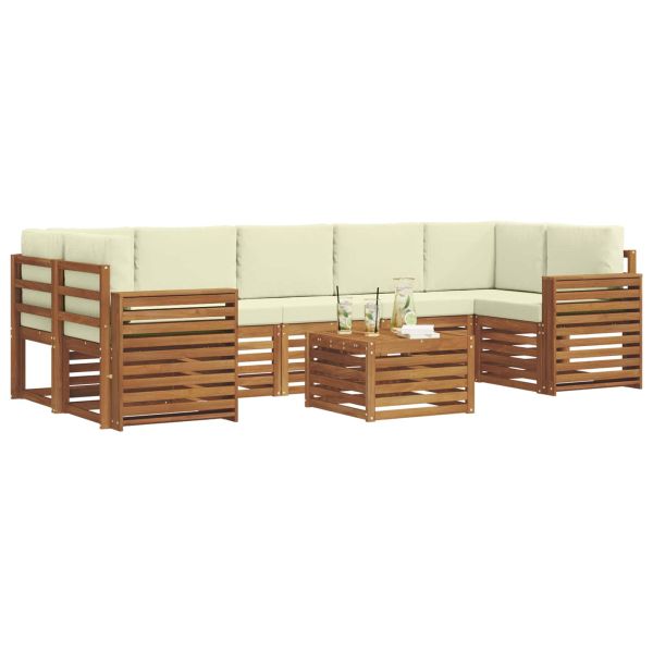 Комплект дивани за открито 8 pcs Натурален и Крема