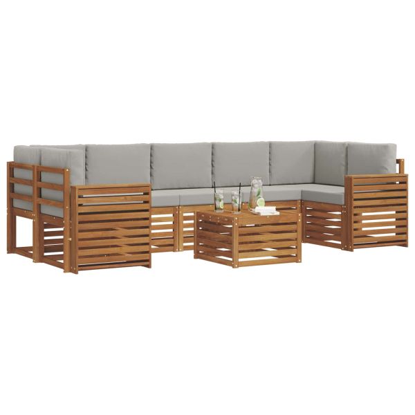 Комплект дивани за открито 8 pcs Естествено и светло сиво