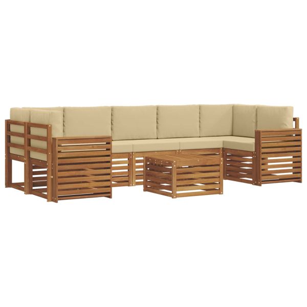 Комплект дивани за открито 8 pcs Натурален и Бежов