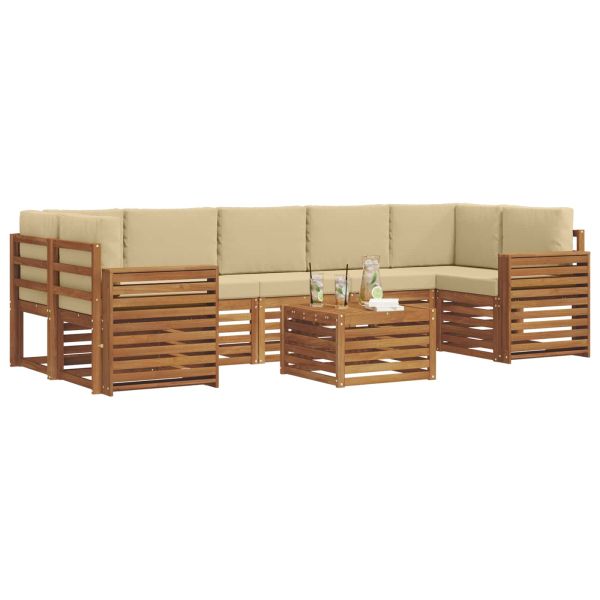 Комплект дивани за открито 8 pcs Натурален и Бежов