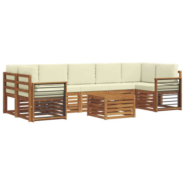 Комплект дивани за открито 8 pcs Натурален и Крема