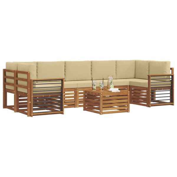 Комплект дивани за открито 8 pcs Натурален и Бежов