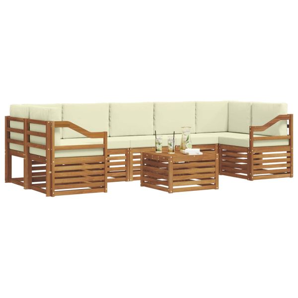Комплект дивани за открито 8 pcs Натурален и Крема