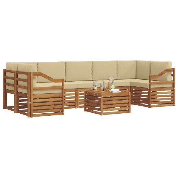 Комплект дивани за открито 8 pcs Натурален и Бежов