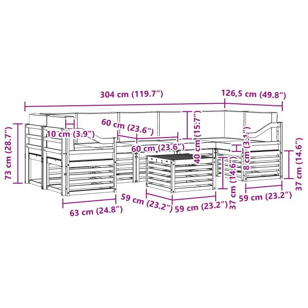 Комплект дивани за открито 8 pcs Натурален и Бежов