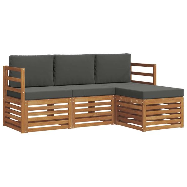 Комплект дивани за открито 4 pcs Натурален и Антрацит