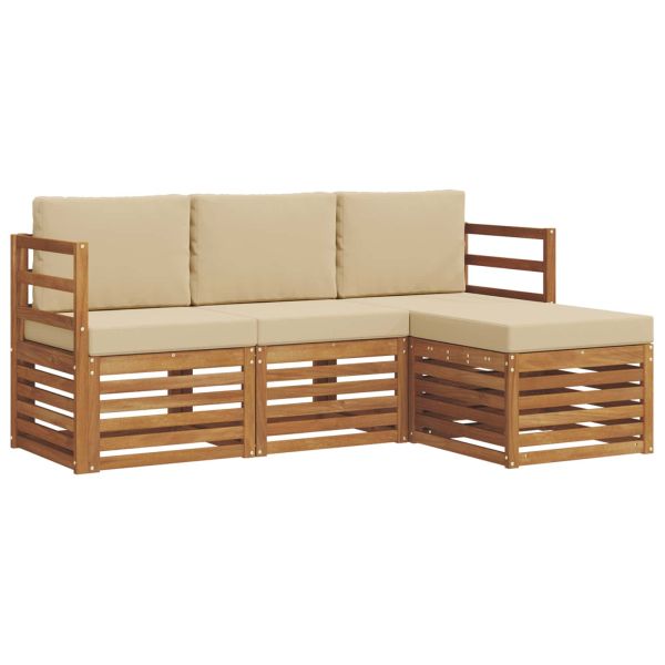 Комплект дивани за открито 4 pcs Натурален и Бежов