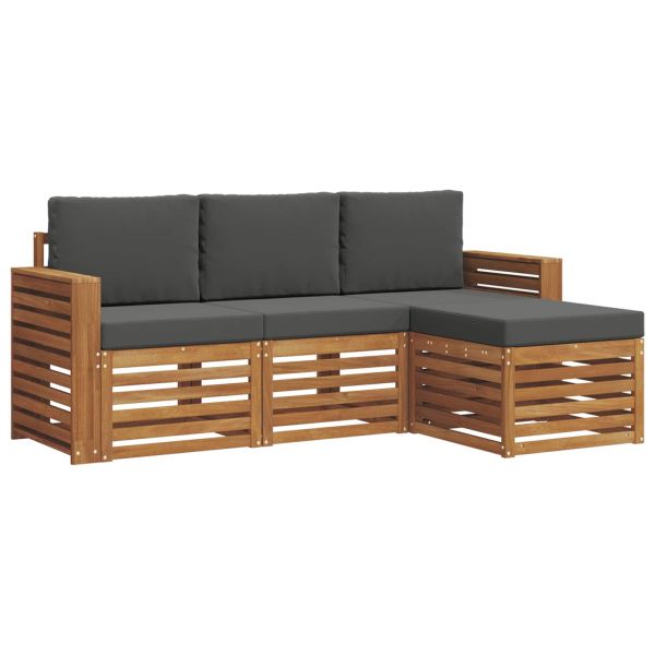 Комплект дивани за открито 4 pcs Натурален и Антрацит