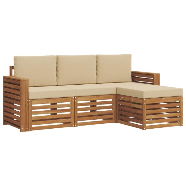 Комплект дивани за открито 4 pcs Натурален и Бежов