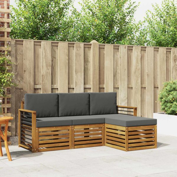 Комплект дивани за открито 4 pcs Натурален и Антрацит