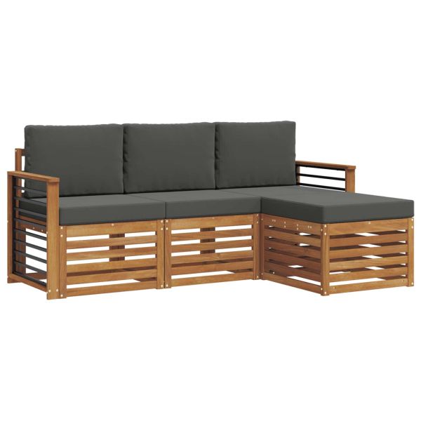 Комплект дивани за открито 4 pcs Натурален и Антрацит