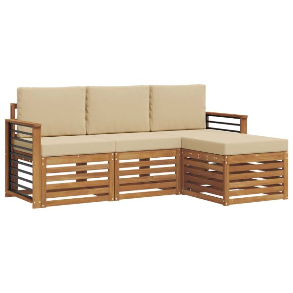 Комплект дивани за открито 4 pcs Натурален и Бежов