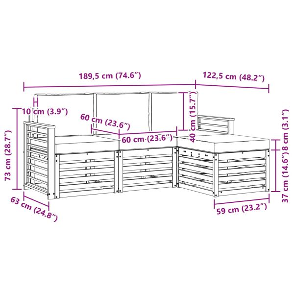 Комплект дивани за открито 4 pcs Натурален и Бежов