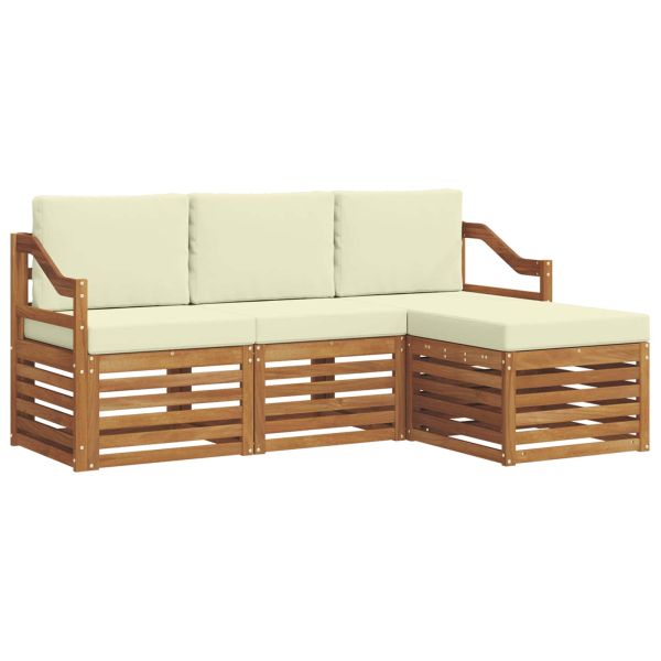 Комплект дивани за открито 4 pcs Натурален и Крема