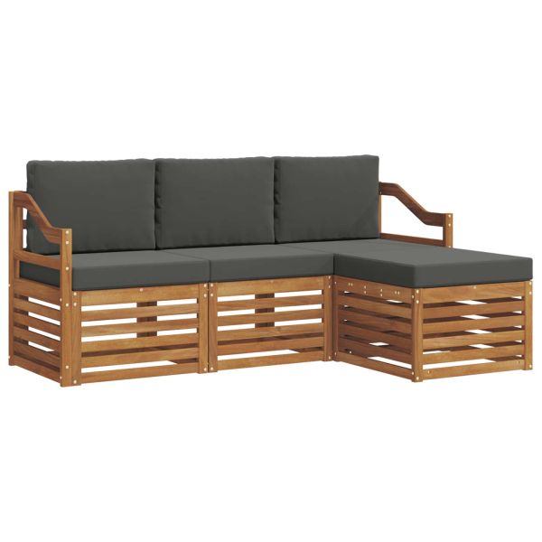 Комплект дивани за открито 4 pcs Натурален и Антрацит