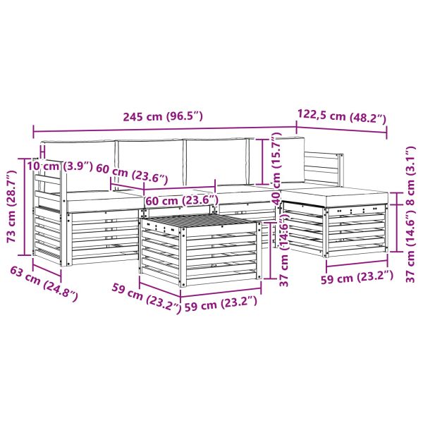 Комплект дивани за открито 6 pcs Натурален и Бежов