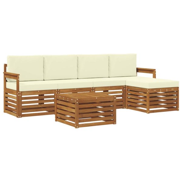 Комплект дивани за открито 6 pcs Натурален и Крема