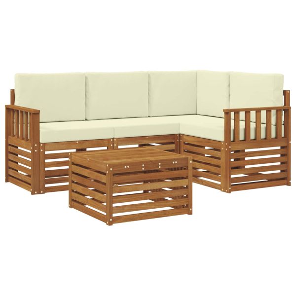 Комплект дивани за открито 5 pcs Натурален и Крема