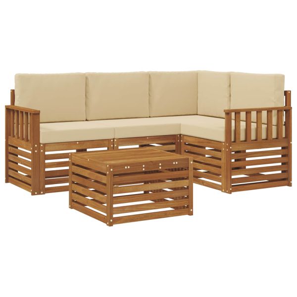 Комплект дивани за открито 5 pcs Натурален и Бежов