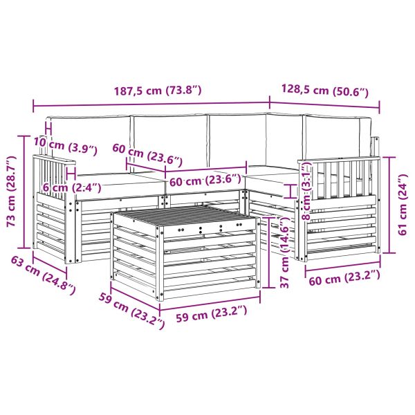 Комплект дивани за открито 5 pcs Натурален и Бежов