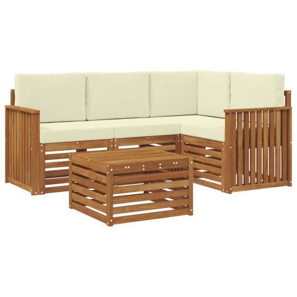 Комплект дивани за открито 5 pcs Натурален и Крема