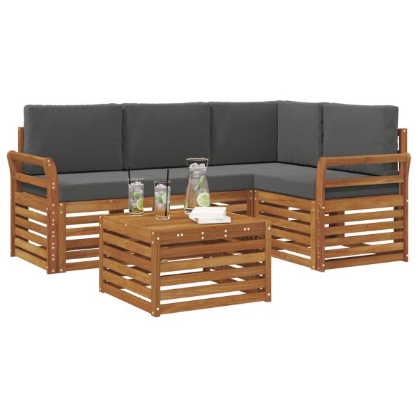 Комплект дивани за открито 5 pcs Натурален и Антрацит