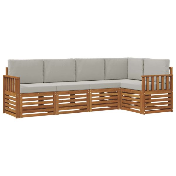 Комплект секционен диван 5 pcs Естествено и светло сиво