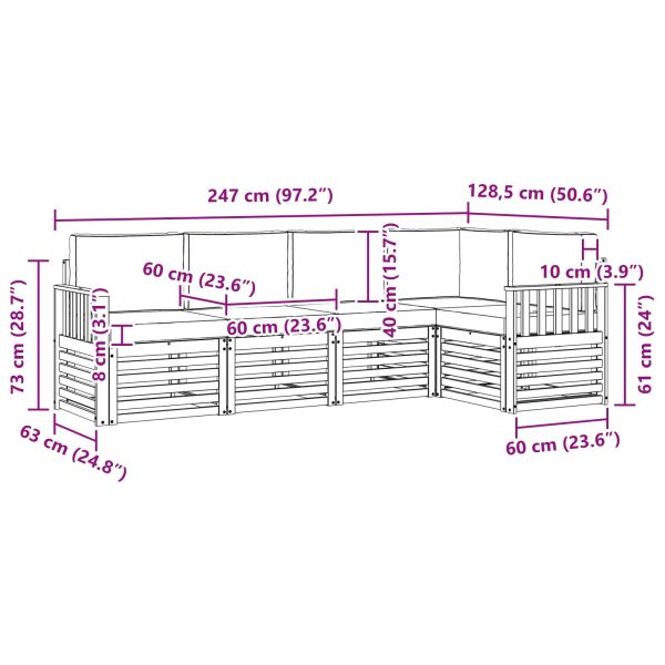 Комплект секционен диван 5 pcs Натурален и Антрацит