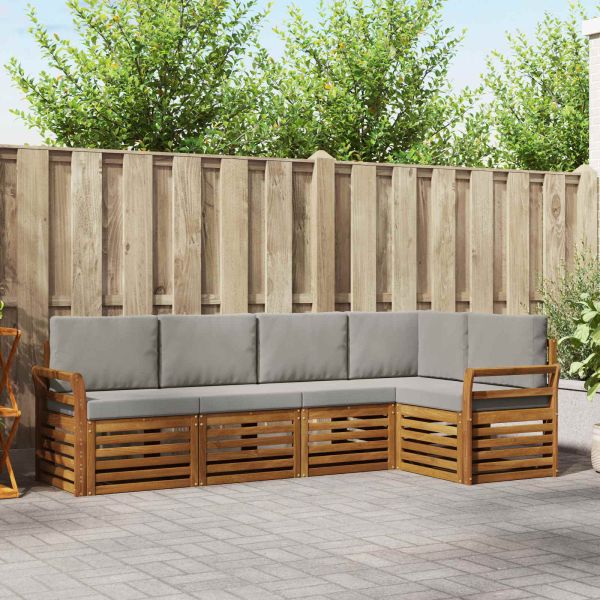 Комплект секционен диван 5 pcs Естествено и светло сиво