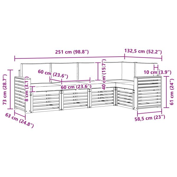 Комплект секционен диван 5 pcs Естествено и светло сиво