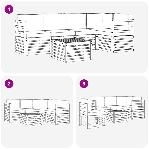 Комплект секционен диван с възглавница 6 pcs Натурален и Бежов