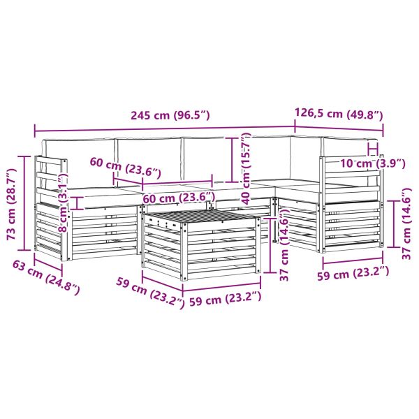 Комплект секционен диван с възглавница 6 pcs Натурален и Бежов