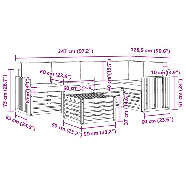 Комплект секционен диван 6 pcs Естествено и светло сиво