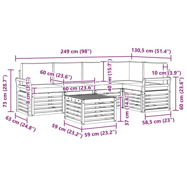 Комплект секционен диван с възглавница 6 pcs Натурален и Бежов