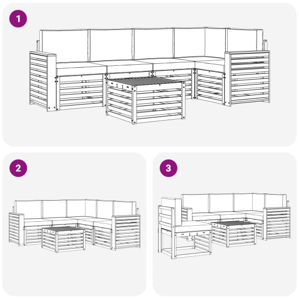 Комплект секционен диван с възглавница 6 pcs Натурален и Бежов