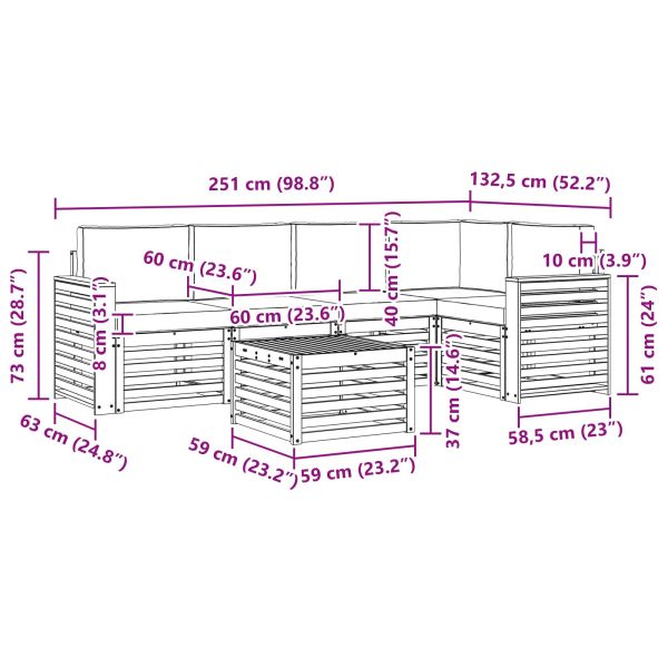 Комплект секционен диван с възглавница 6 pcs Натурален и Бежов