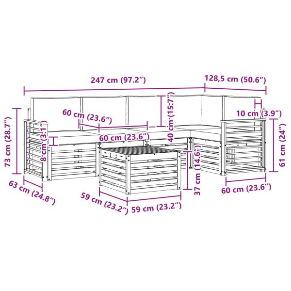 Комплект секционен диван с възглавница 6 pcs Натурален и Крема