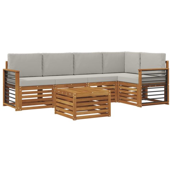 Комплект секционен диван 6 pcs Естествено и светло сиво